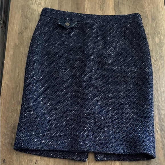 J. Crew Dark Blue Tweed Pencil Skirt - Picture 1 of 2